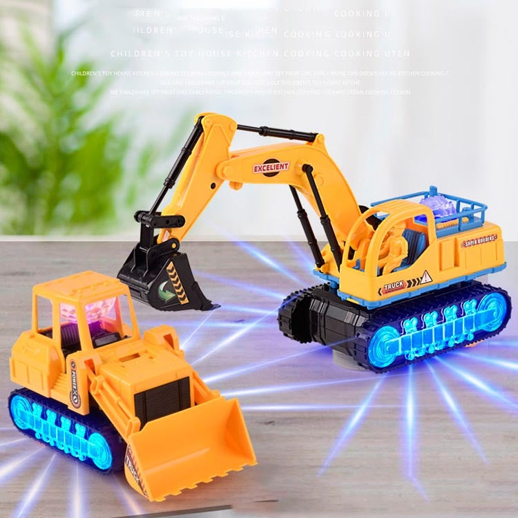 Juguete eléctrico del coche del excavador de la luz y de la simulación de la música, estilo:, Police Car, Engineering Vehicle, Engineering Excavator, Engineering Bulldozer, Four-wheel Excavator