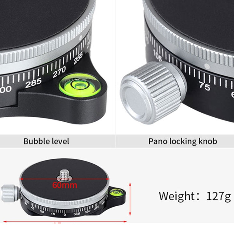 Xiletu TPC60 Soporte de trípode de cabeza panorámica giratoria de 360 grados Placa base de cámara SLR, TPC60