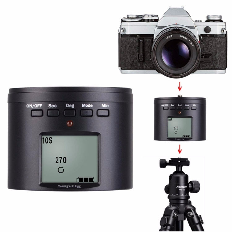 Suptig RSX-350 Adaptador de trípode con cabezal panorámico de 360 grados, estabilizador de lapso de tiempo accionado por energía, soporte giratorio para GoPro HERO9 /8/7/6/5/5 Session /4 Session /4/3+ /3/2/1, Xiaoyi yOtras cámaras de acción