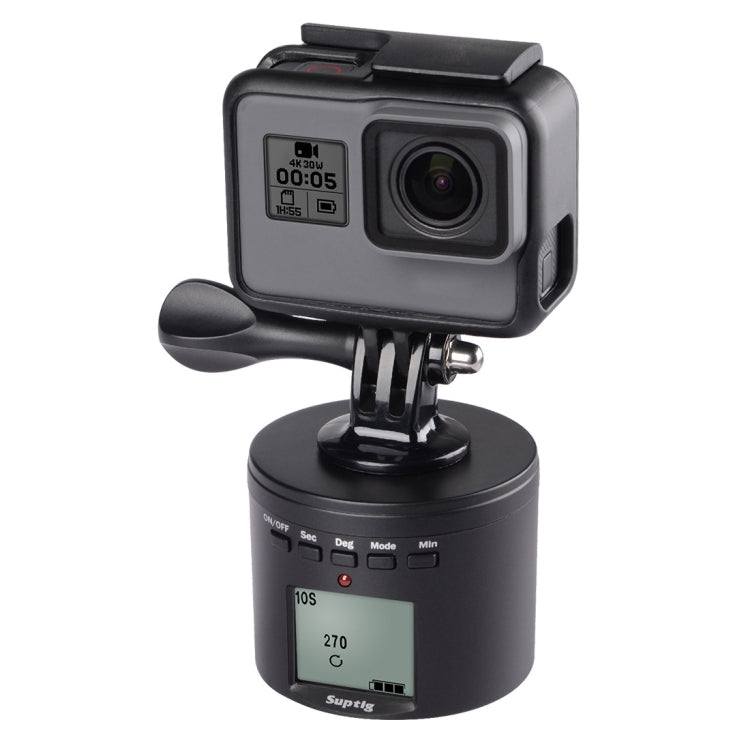 Suptig RSX-350 Adaptador de trípode con cabezal panorámico de 360 grados, estabilizador de lapso de tiempo accionado por energía, soporte giratorio para GoPro HERO9 /8/7/6/5/5 Session /4 Session /4/3+ /3/2/1, Xiaoyi yOtras cámaras de acción