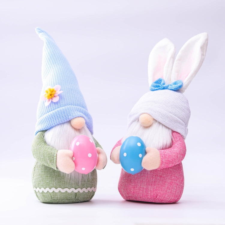2 uds. De orejas rosas de Pascua, muñeco enano de conejito a cuadros, adornos de muñeco elfo, productos de decoración del hogar, Faceless Men, Bunny