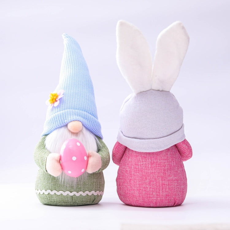 2 uds. De orejas rosas de Pascua, muñeco enano de conejito a cuadros, adornos de muñeco elfo, productos de decoración del hogar, Faceless Men, Bunny