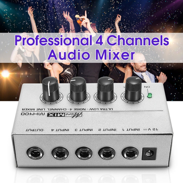 Mini Karaoke Audio Mixer4 Channel Line Mono Micrófono Amplificador de mezcla de sonido para KTV familiar