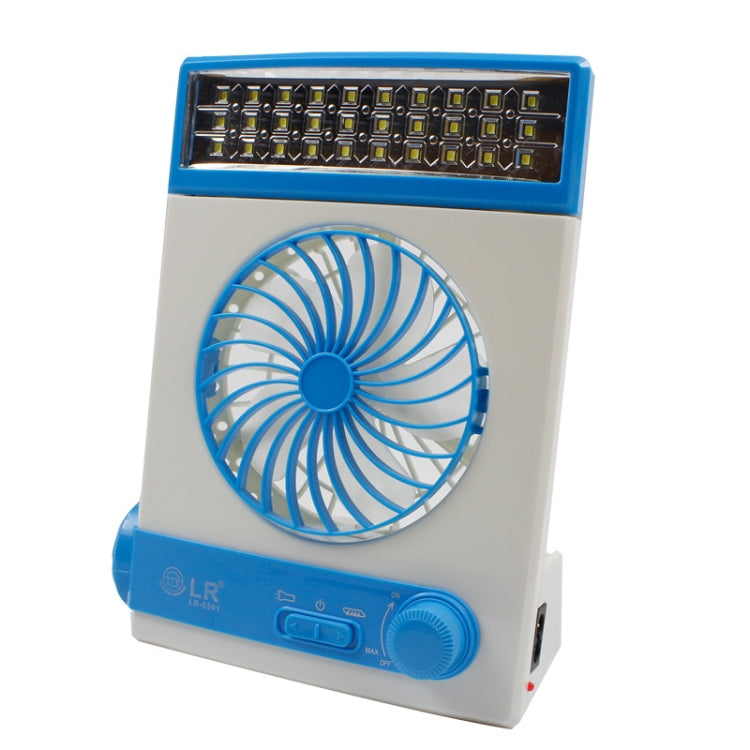 Ventilador solar cuatro en uno con función de linterna de lámpara, enchufe CN, Golden, Azul