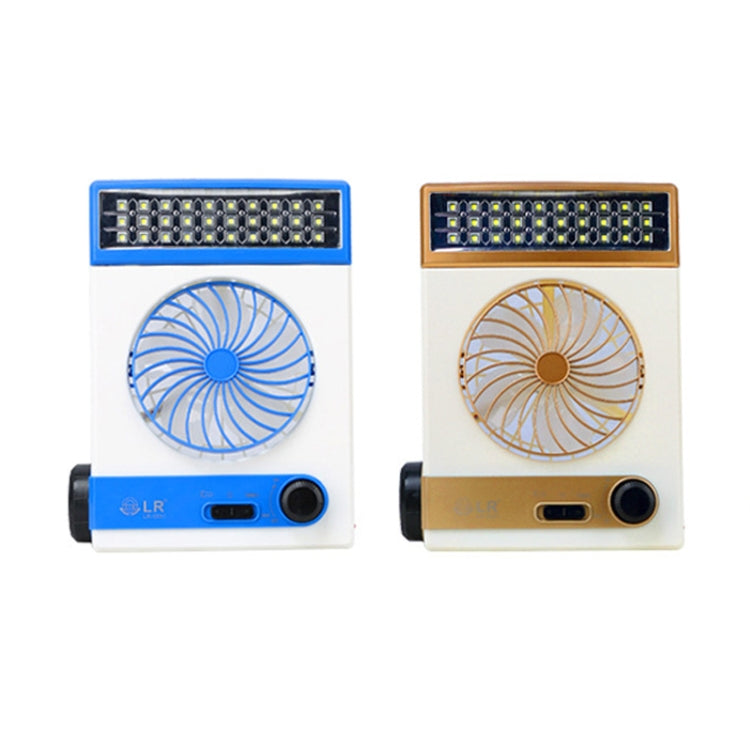 Ventilador solar cuatro en uno con función de linterna de lámpara, enchufe CN, Golden, Azul
