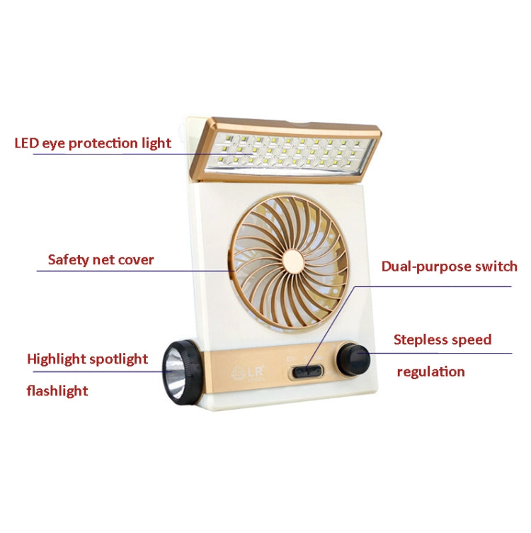 Ventilador solar cuatro en uno con función de linterna de lámpara, enchufe CN, Golden, Azul