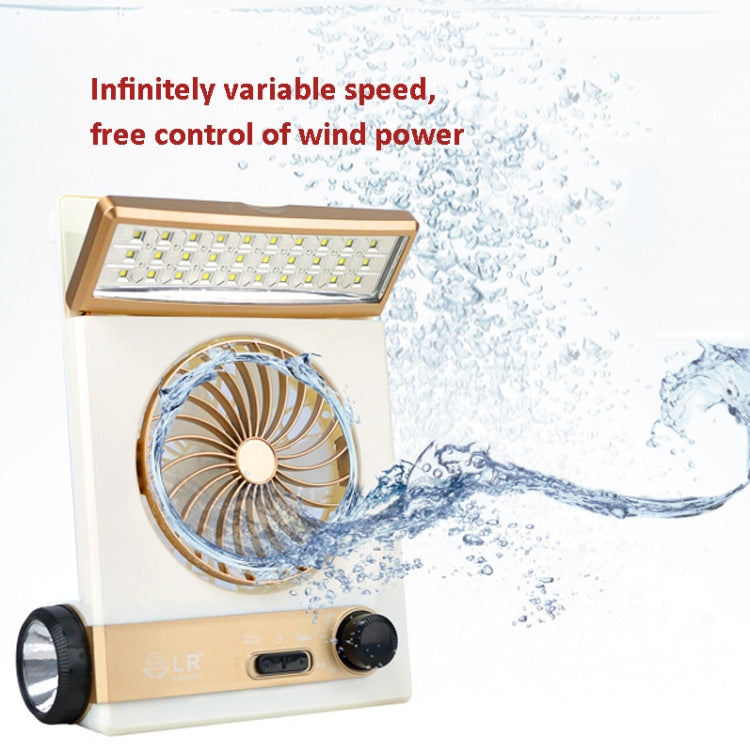 Ventilador solar cuatro en uno con función de linterna de lámpara, enchufe CN, Golden, Azul