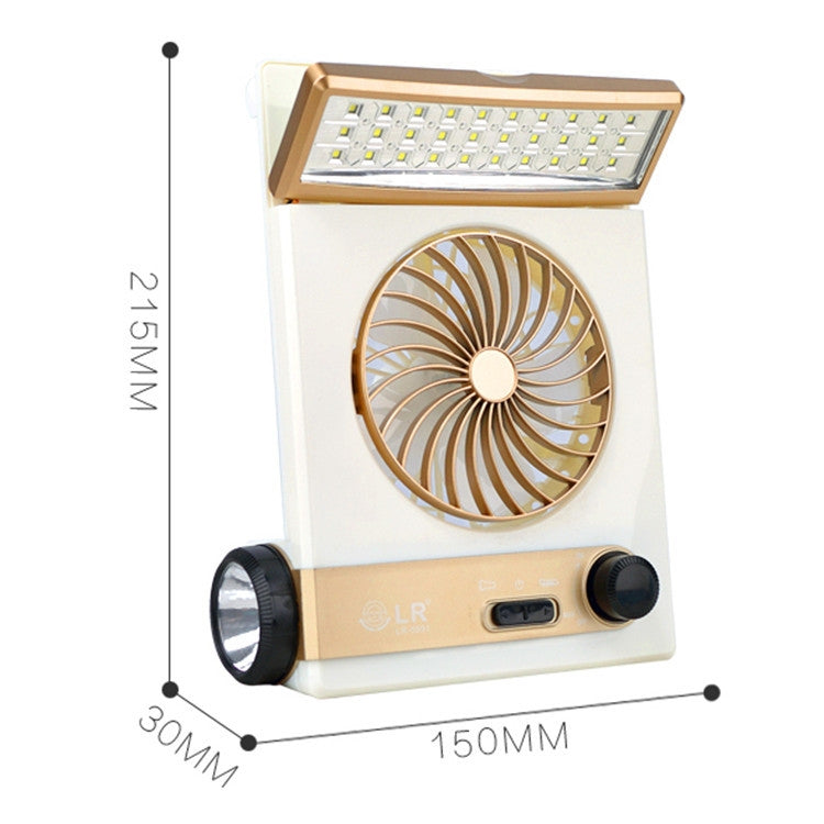 Ventilador solar cuatro en uno con función de linterna de lámpara, enchufe CN, Golden, Azul