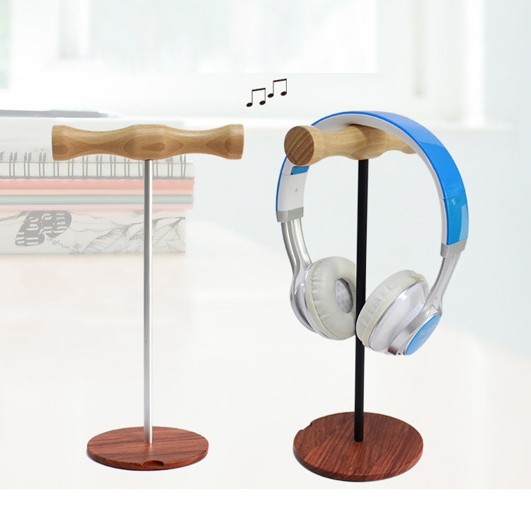 Soporte de exhibición para auriculares montado en la cabeza de madera con varilla de Metal creativa, Single-sided White Metal Rod, Single-sided Black Metal Rod, Double-sided White Metal Rod, Double-sided Black Metal Rod