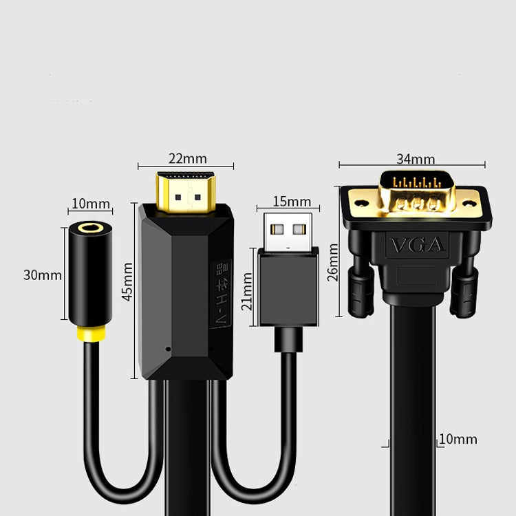 JH HV10 1080P HDMI a VGA Cable proyector TV Box ordenador portátil Cable adaptador de pantalla Industrial, 1m, 2m, 3m, 5m, 10m