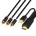 JingHua HDMI-3RCA Cable de conversión HDMI a 3RCA decodificador de TV proyector AV Lotus Cable convertidor, 1m, 2m, 3m, 5m