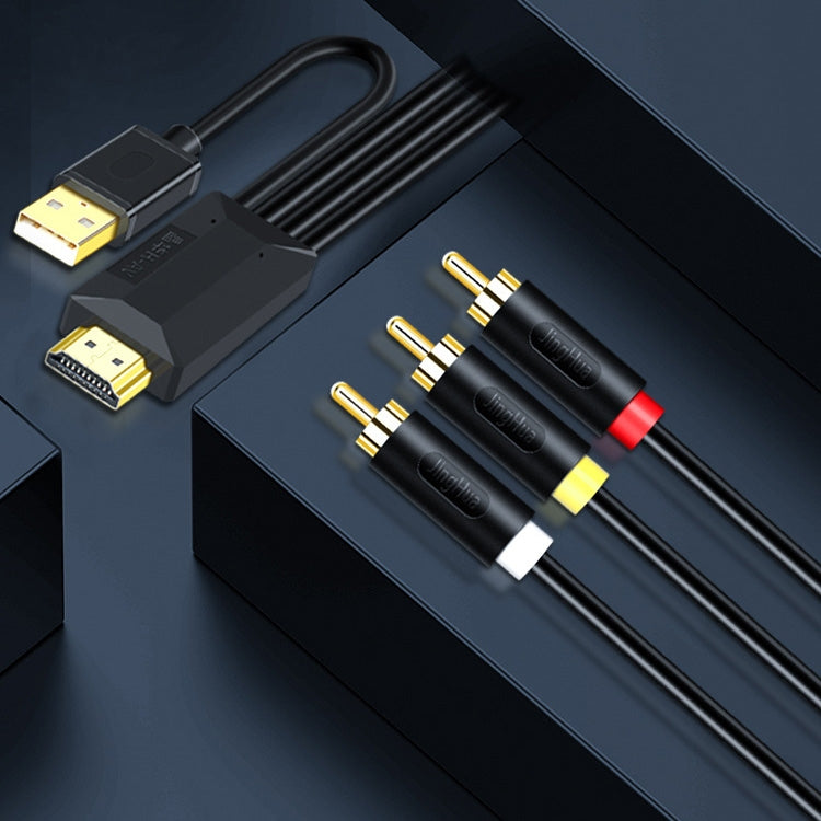 JingHua HDMI-3RCA Cable de conversión HDMI a 3RCA decodificador de TV proyector AV Lotus Cable convertidor, 1m, 2m, 3m, 5m