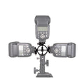 2 uds. Campo redondo 3 cabeza Triple adaptador de montaje de zapata soporte de Flash soporte de soporte de luz, Round Triple Heads Bracket