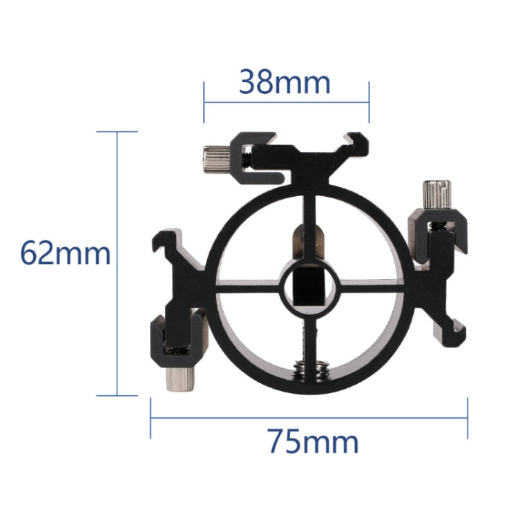 2 uds. Campo redondo 3 cabeza Triple adaptador de montaje de zapata soporte de Flash soporte de soporte de luz, Round Triple Heads Bracket