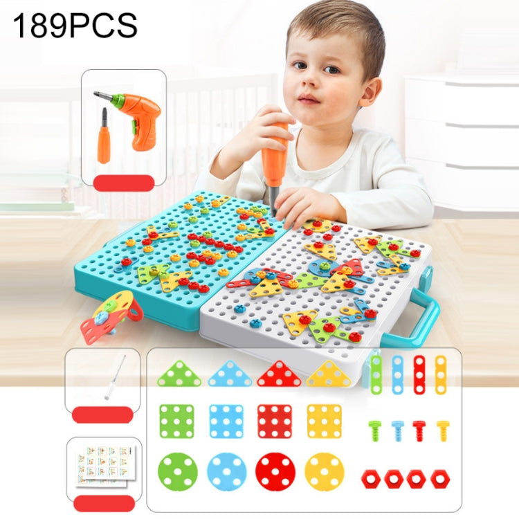 Caja de herramientas de montaje manual de juguete de taladro eléctrico para apretar tornillos para niños, Estilo:, 2D Plane + Manual Drill (188 PCS), 2D Plane + Electric Drill (189 PCS), 3D + Manual Drill (275 PCS), 3D + Electric Drill (276 PCS)       ...