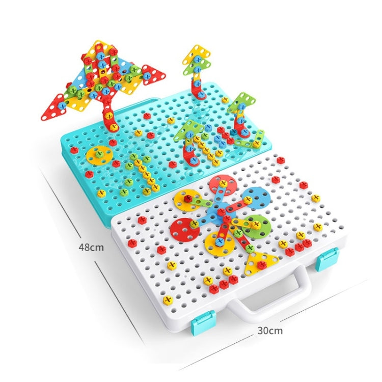Caja de herramientas de montaje manual de juguete de taladro eléctrico para apretar tornillos para niños, Estilo:, 2D Plane + Manual Drill (188 PCS), 2D Plane + Electric Drill (189 PCS), 3D + Manual Drill (275 PCS), 3D + Electric Drill (276 PCS)       ...