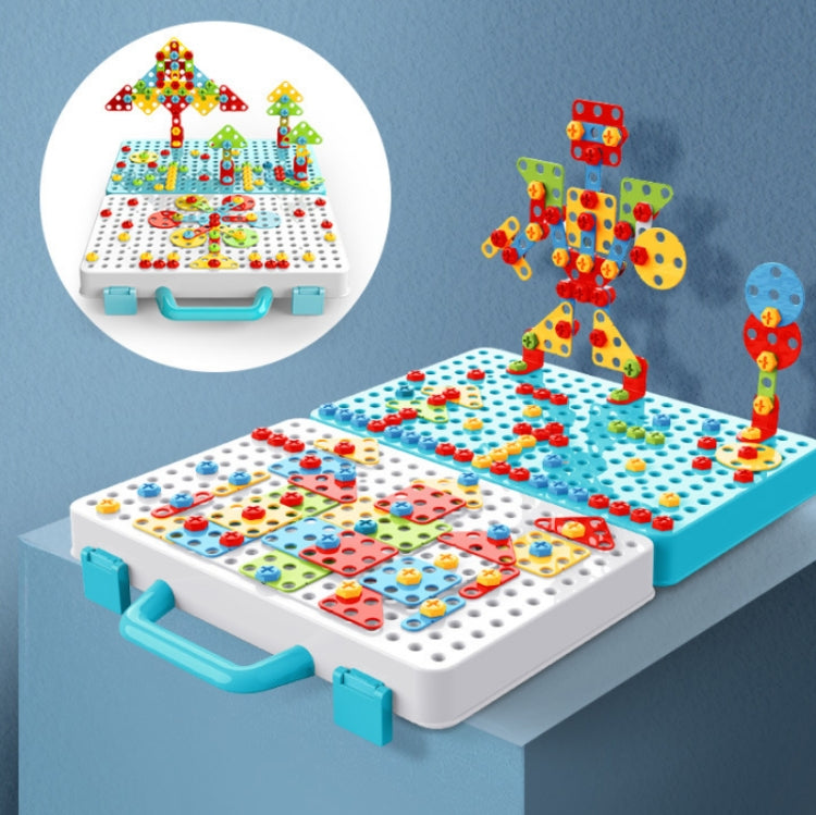 Caja de herramientas de montaje manual de juguete de taladro eléctrico para apretar tornillos para niños, Estilo:, 2D Plane + Manual Drill (188 PCS), 2D Plane + Electric Drill (189 PCS), 3D + Manual Drill (275 PCS), 3D + Electric Drill (276 PCS)       ...