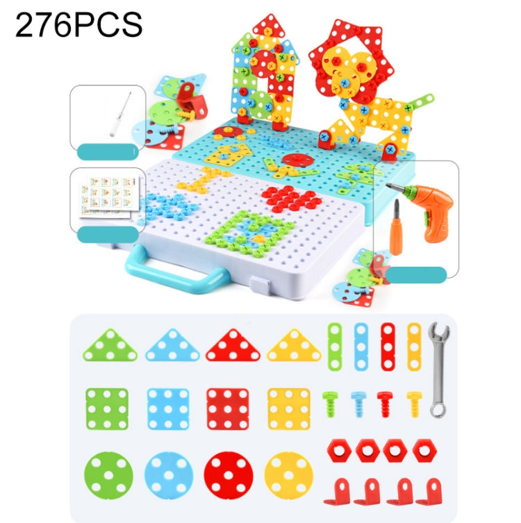 Caja de herramientas de montaje manual de juguete de taladro eléctrico para apretar tornillos para niños, Estilo:, 2D Plane + Manual Drill (188 PCS), 2D Plane + Electric Drill (189 PCS), 3D + Manual Drill (275 PCS), 3D + Electric Drill (276 PCS)       ...