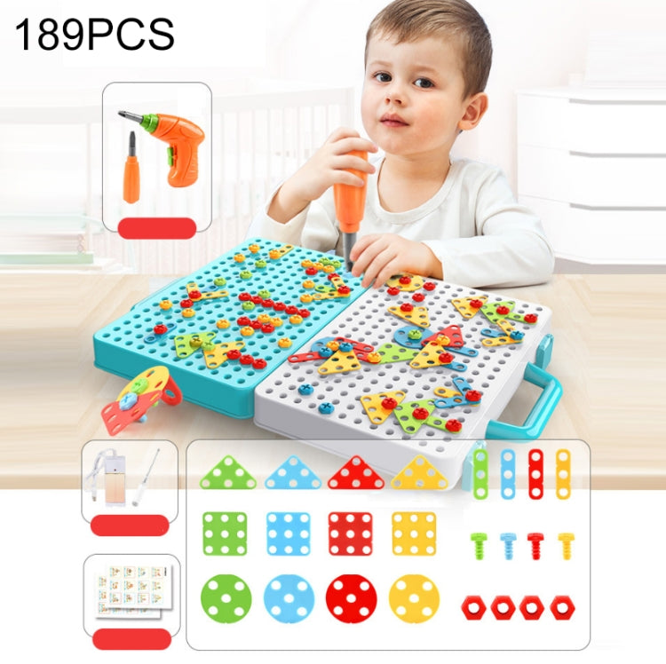 Caja de herramientas de montaje manual de juguete de taladro eléctrico para apretar tornillos para niños, Estilo:, 2D Plane + Manual Drill (188 PCS), 2D Plane + Electric Drill (189 PCS), 3D + Manual Drill (275 PCS), 3D + Electric Drill (276 PCS)       ...