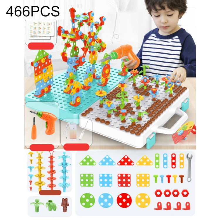 Caja de herramientas de montaje manual de juguete de taladro eléctrico para apretar tornillos para niños, Estilo:, 2D Plane + Manual Drill (188 PCS), 2D Plane + Electric Drill (189 PCS), 3D + Manual Drill (275 PCS), 3D + Electric Drill (276 PCS)       ...