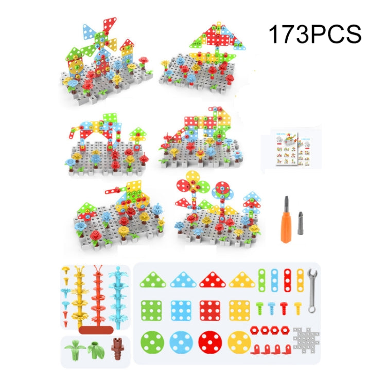 Caja de herramientas de montaje manual de juguete de taladro eléctrico para apretar tornillos para niños, Estilo:, 2D Plane + Manual Drill (188 PCS), 2D Plane + Electric Drill (189 PCS), 3D + Manual Drill (275 PCS), 3D + Electric Drill (276 PCS)       ...