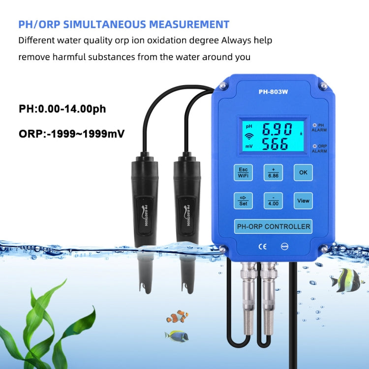 KL-803W teléfono móvil WIFI monitoreo Digital ácido-base y controlador Redox medidor de PH doméstico, enchufe de la UE