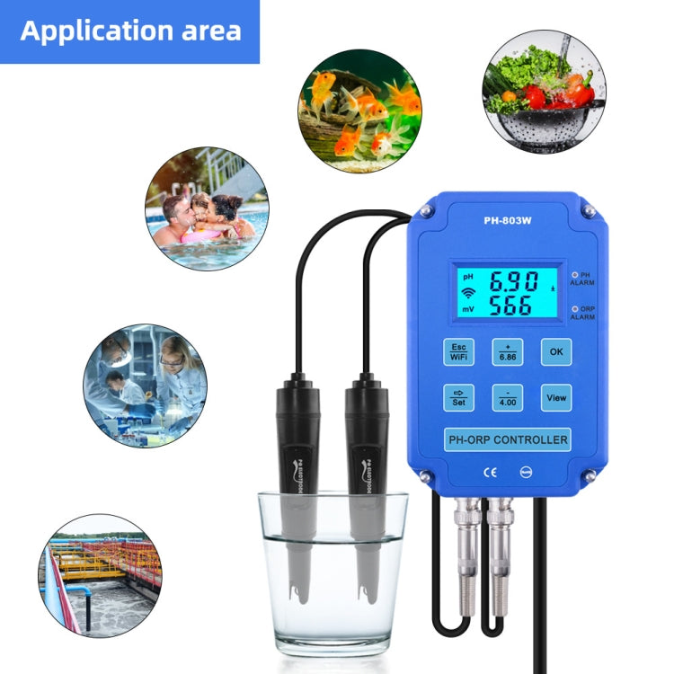 KL-803W teléfono móvil WIFI monitoreo Digital ácido-base y controlador Redox medidor de PH doméstico, enchufe de la UE