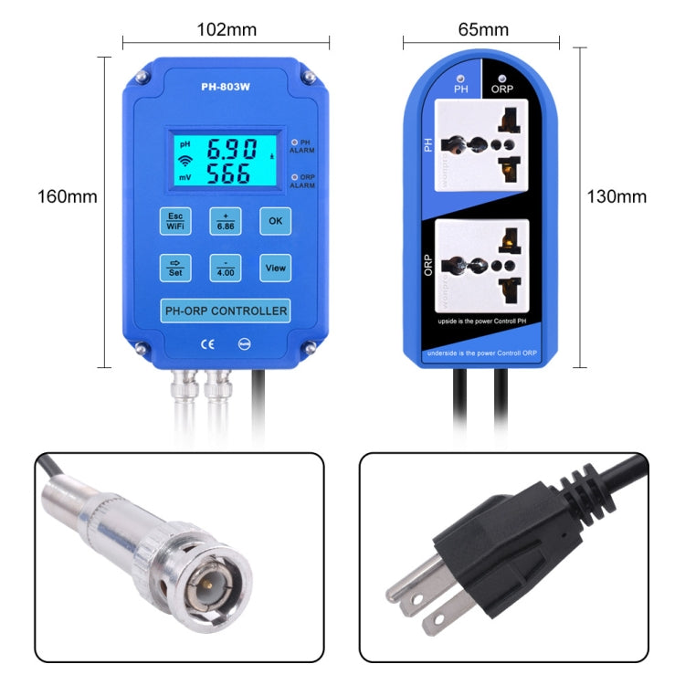KL-803W teléfono móvil WIFI monitoreo Digital ácido-base y controlador Redox medidor de PH doméstico, enchufe de la UE