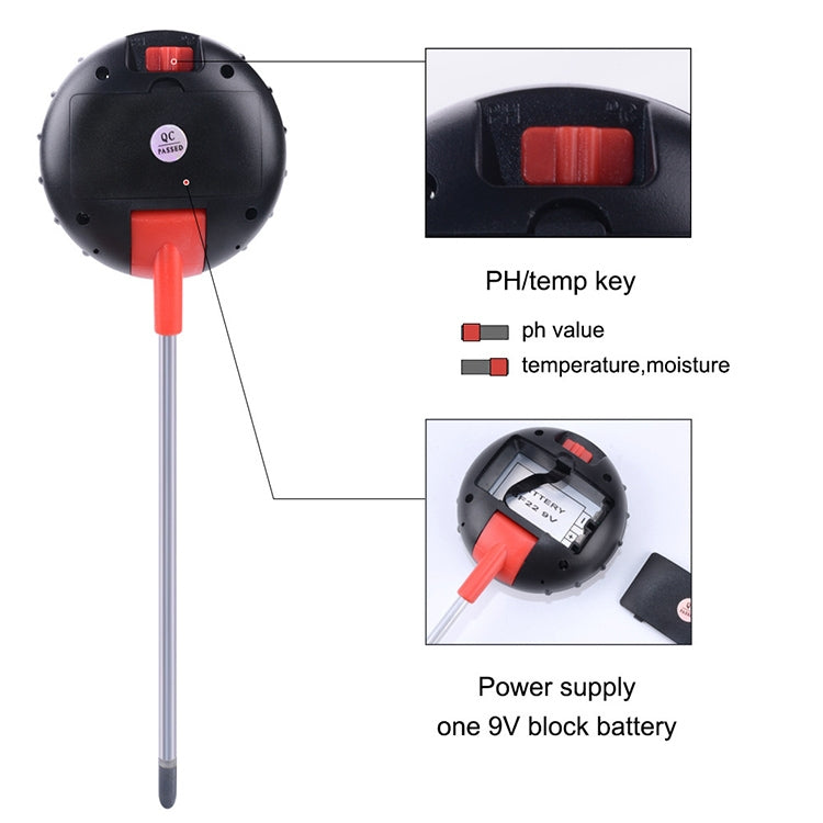 Medidor de suelo cinco en uno PH humedad temperatura fotometría Detector PH fotometría Detector multifuncional, 5 In 1