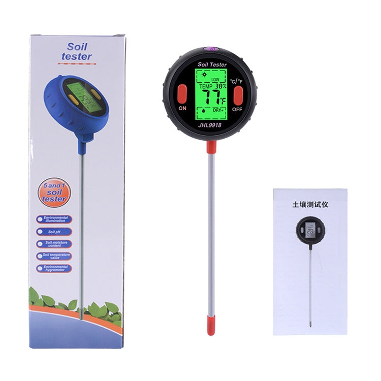 Medidor de suelo cinco en uno PH humedad temperatura fotometría Detector PH fotometría Detector multifuncional, 5 In 1