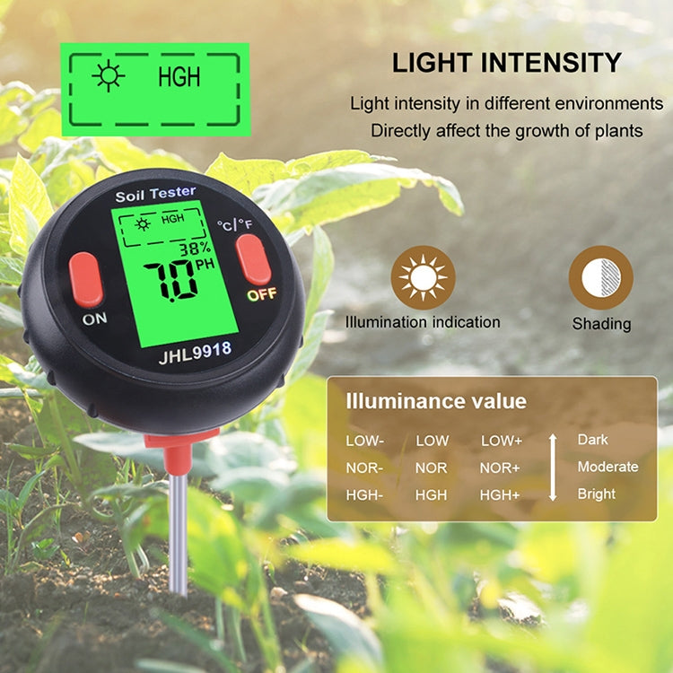 Medidor de suelo cinco en uno PH humedad temperatura fotometría Detector PH fotometría Detector multifuncional, 5 In 1