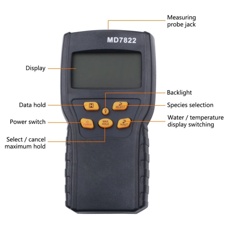 Probador de humedad de grano inteligente MD7822 Medidor de humedad digital de sonda ultralarga