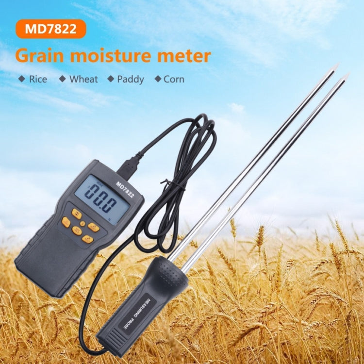 Probador de humedad de grano inteligente MD7822 Medidor de humedad digital de sonda ultralarga