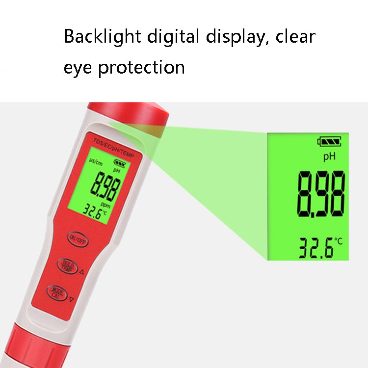Probador de calidad del agua multifunción portátil 4 en 1 para PH/TDS/EC/TEMP, 4-in-1 Test Pen