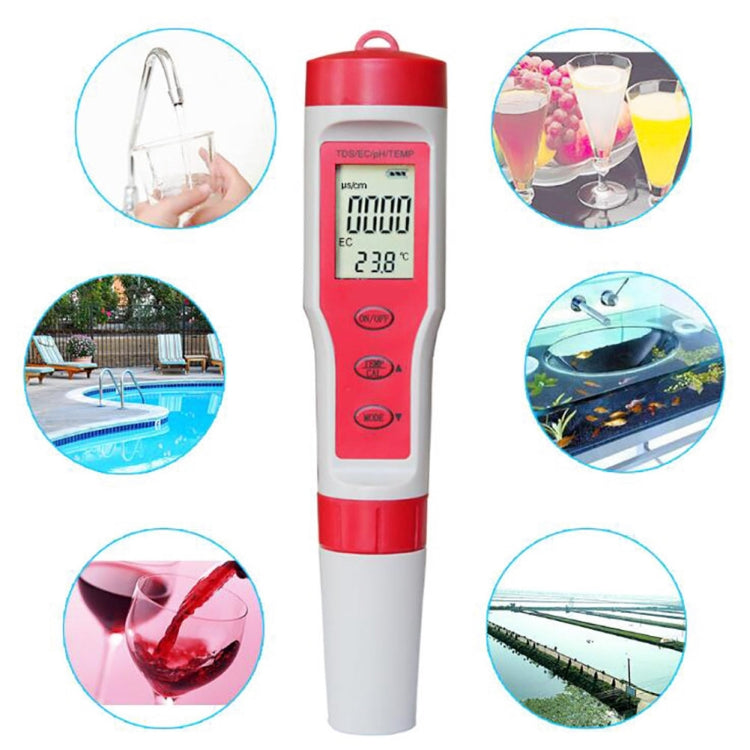 Probador de calidad del agua multifunción portátil 4 en 1 para PH/TDS/EC/TEMP, 4-in-1 Test Pen