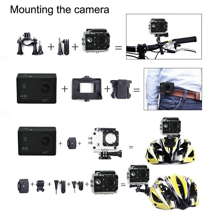 Cámara de acción impermeable WIFI para ciclismo, cámara 4K, ultrabuceo, 60PFS, casco, cámara para bicicleta, deportes subacuáticos, cámara 1080P