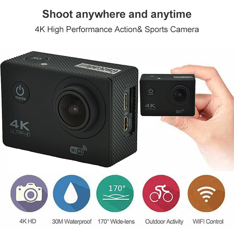 Cámara de acción impermeable WIFI para ciclismo, cámara 4K, ultrabuceo, 60PFS, casco, cámara para bicicleta, deportes subacuáticos, cámara 1080P