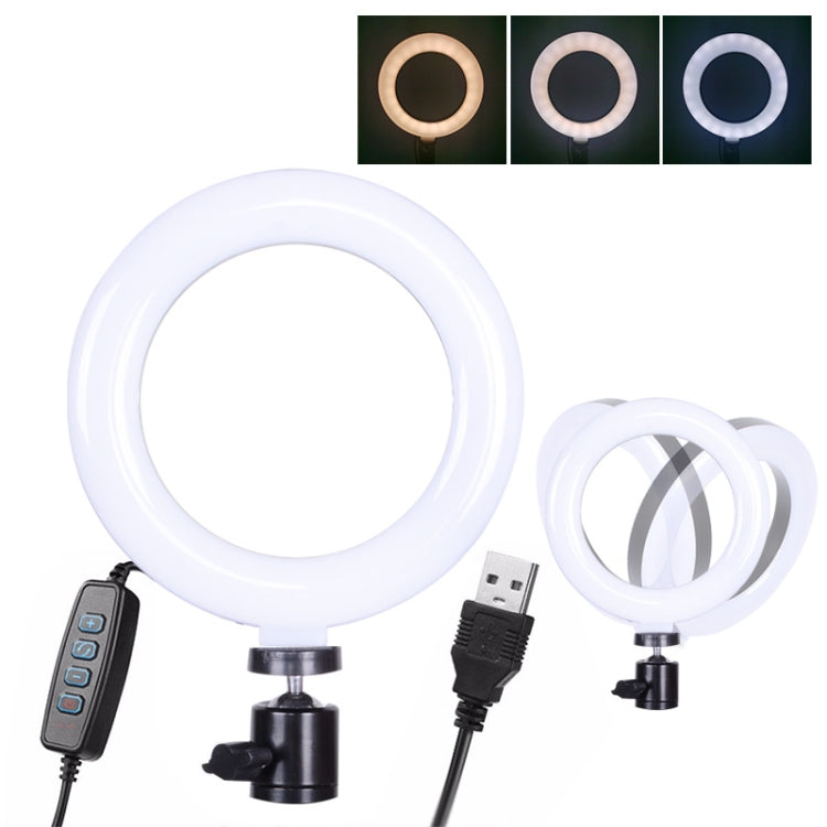 Luz de relleno con clip fuerte de 6 pulgadas con anillo de luz LED de temperatura ajustable Luz con clip para computadora de escritorio, longitud del cable: 2 metros
