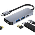 4 en 1 USB-C / Tipo-C a 4K HDMI + USB 3.0 + USB 2.0 + PD Puertos de carga USB-C / Tipo-C Estación de acoplamiento HUB multifuncional, 4 In 1