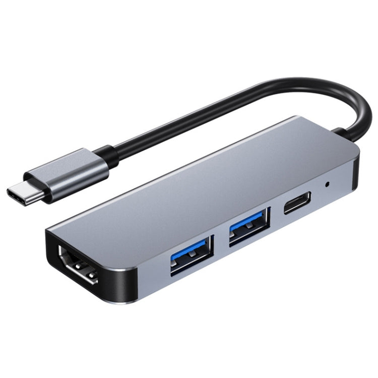 4 en 1 USB-C / Tipo-C a 4K HDMI + USB 3.0 + USB 2.0 + PD Puertos de carga USB-C / Tipo-C Estación de acoplamiento HUB multifuncional, 4 In 1