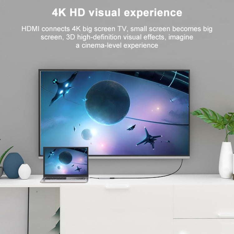4 en 1 USB-C / Tipo-C a 4K HDMI + USB 3.0 + USB 2.0 + PD Puertos de carga USB-C / Tipo-C Estación de acoplamiento HUB multifuncional, 4 In 1
