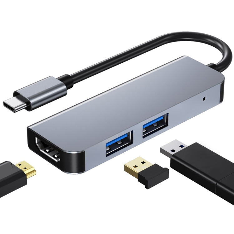 3 en 1 USB-C / Type-C a 4K HDMI + 2 puertos USB 3.0 Estación de acoplamiento HUB multifuncional, 3 In 1