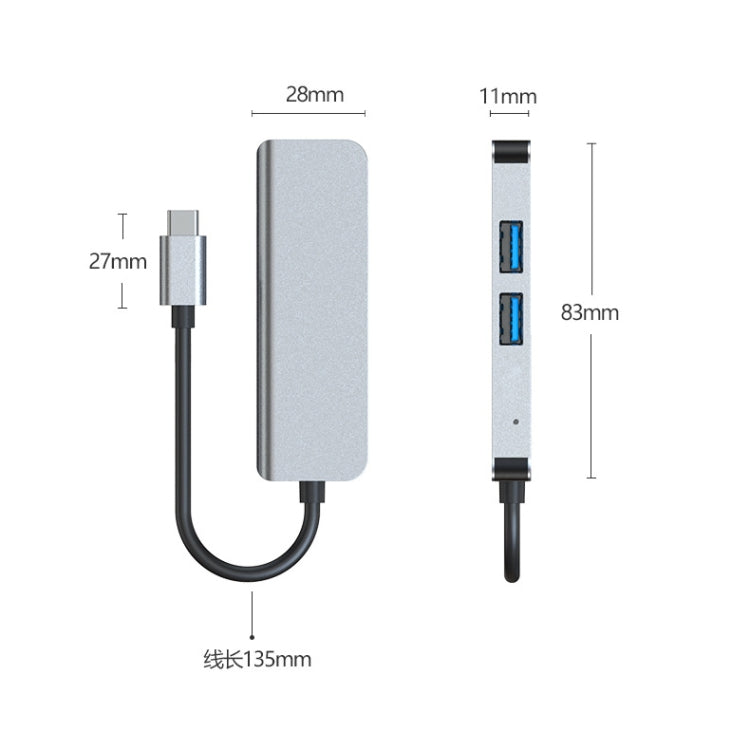 3 en 1 USB-C / Type-C a 4K HDMI + 2 puertos USB 3.0 Estación de acoplamiento HUB multifuncional, 3 In 1
