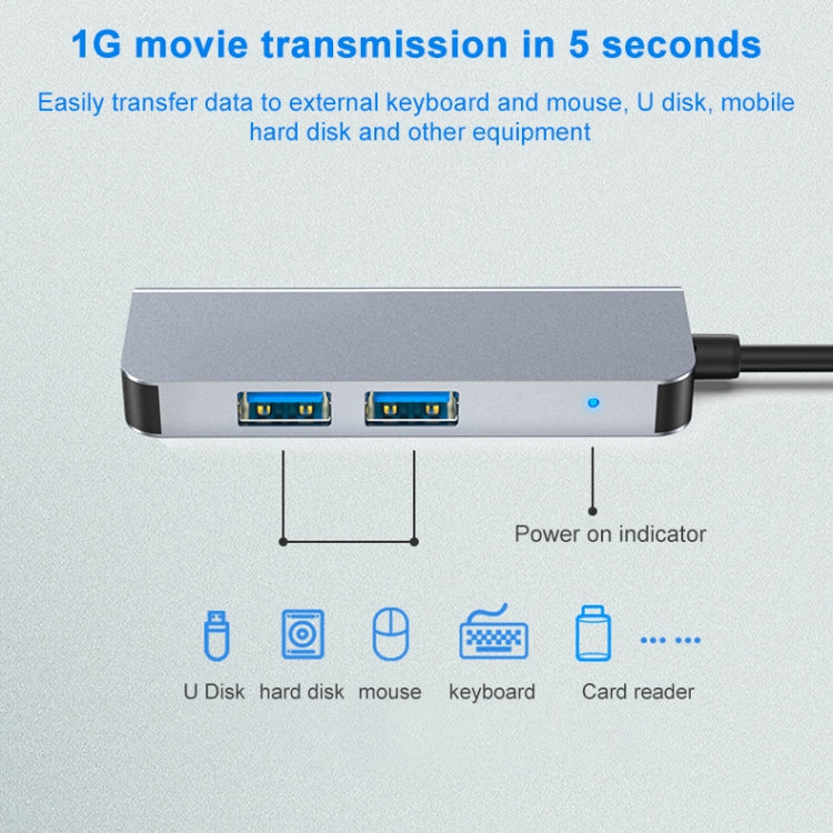3 en 1 USB-C / Type-C a 4K HDMI + 2 puertos USB 3.0 Estación de acoplamiento HUB multifuncional, 3 In 1