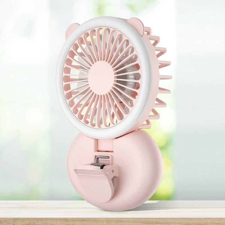 D11 Luz de relleno Clip colgante cuello ventilador plegable de mano Mini ventilador de escritorio USB, D11 Pink, D11 Green, D11 White