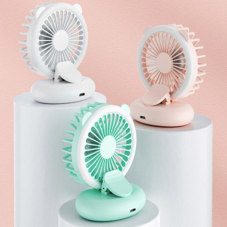 D11 Luz de relleno Clip colgante cuello ventilador plegable de mano Mini ventilador de escritorio USB, D11 Pink, D11 Green, D11 White