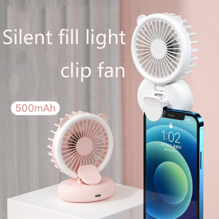 D11 Luz de relleno Clip colgante cuello ventilador plegable de mano Mini ventilador de escritorio USB, D11 Pink, D11 Green, D11 White