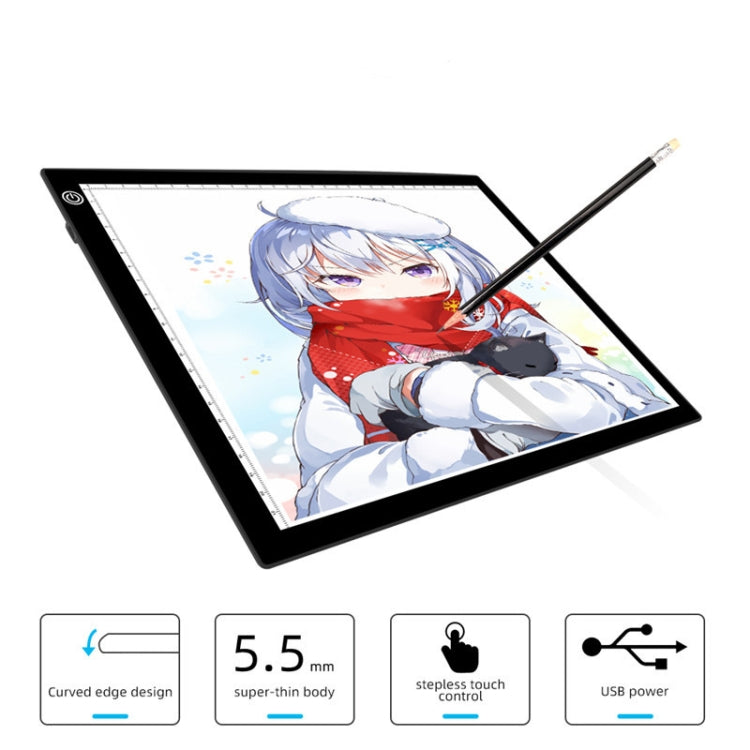 Estación de copia, estación de drenaje de Anime, tablero de copia LED con tablero de luz de succión magnética, placa de dibujo con Cable USB, A4 3 Gear Dimming (Black), A4 Stepless Dimming (Black), A3 3 Gear Dimming (Black), A3 Stepless Dimming (Black)