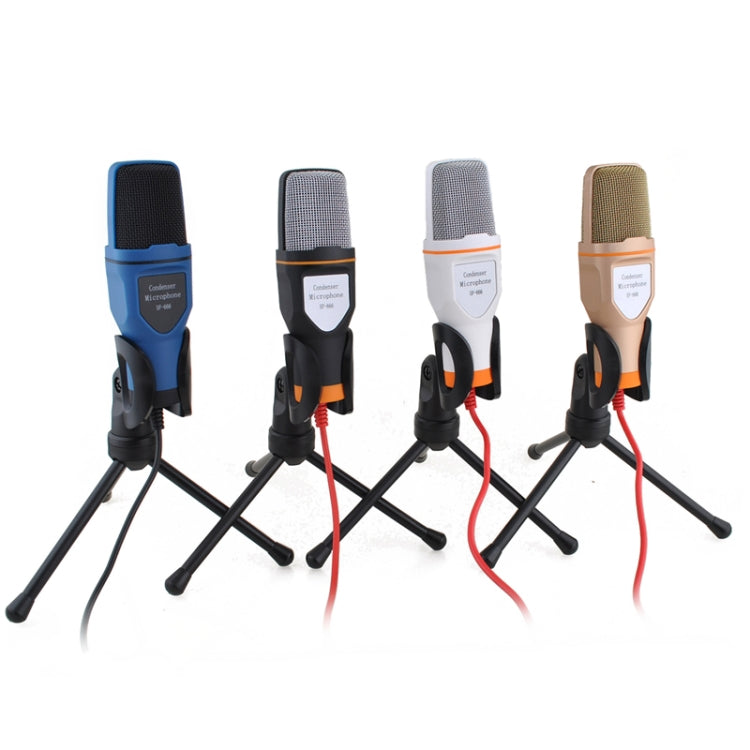 Micrófono de voz para ordenador SF-666 con Cable adaptador, ancla, micrófono con Cable de vídeo para teléfono móvil con soporte, White, Golden, Blue, Black