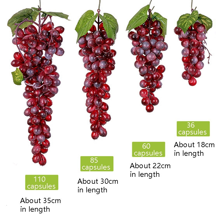 Simulación de fruta, simulación de uvas, PVC con accesorios para brotes de uva color crema, 4 Bunches 36 Black Grapes, 4 Bunches 36 Green Grapes, 4 Bunches 36 Red Grapes, 4 Bunches 36 Grain Agate Grapes, 4 Bunches 36 Purple Grapes                      ...